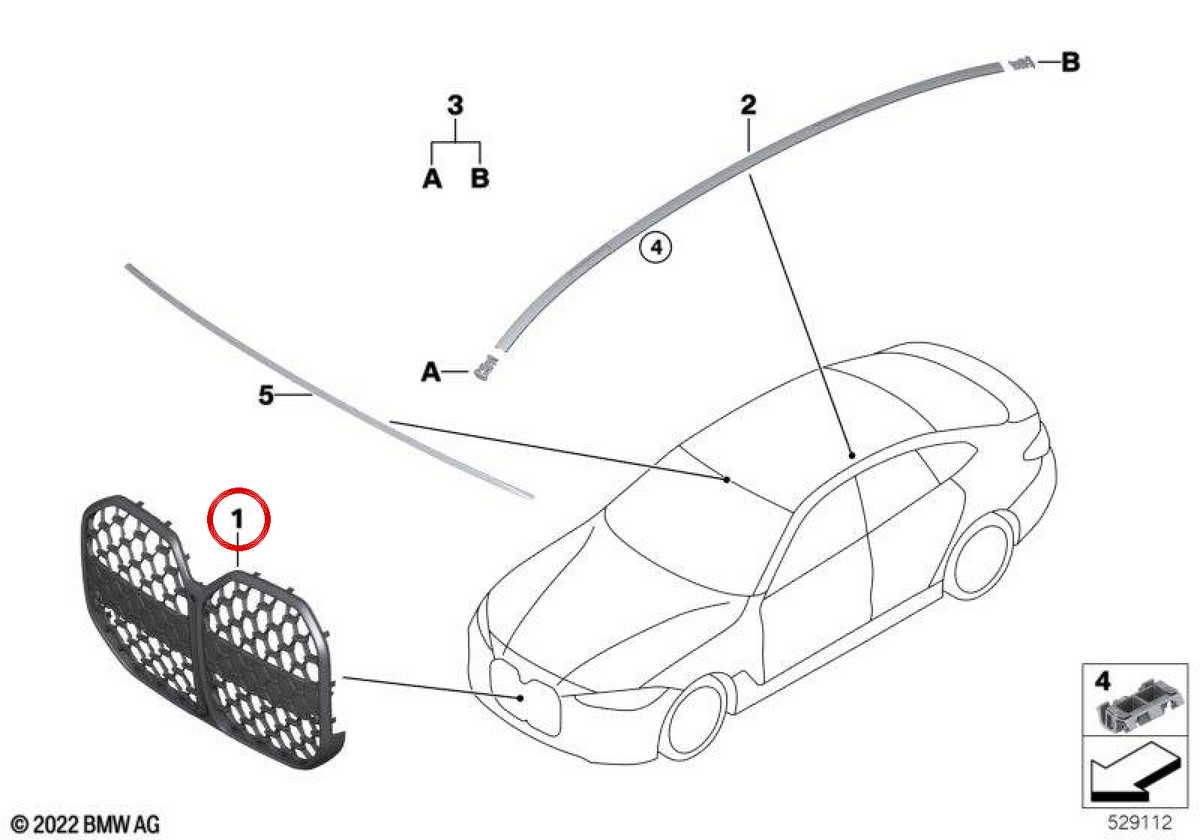 OEM 51138738568 Grill frontale per BMW G26. BMW originale.
