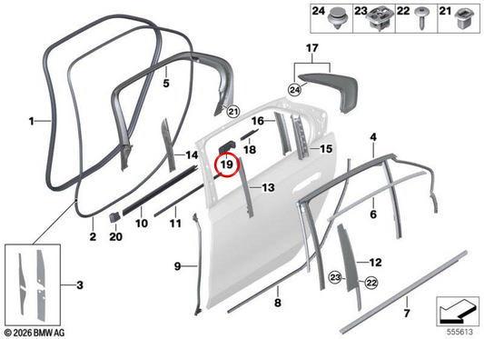 Rechte Seitgelenk OEM 51139447534 für BMW G70. Original BMW.