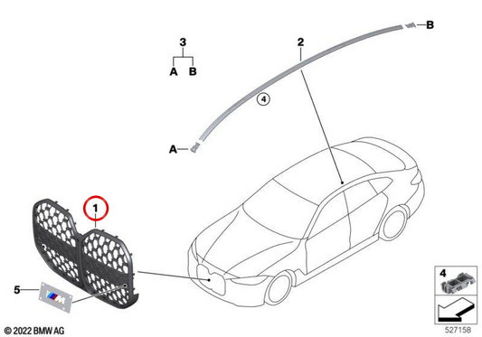 Grade de acabamento frontal OEM 51139463241 para BMW G26. BMW genuíno.