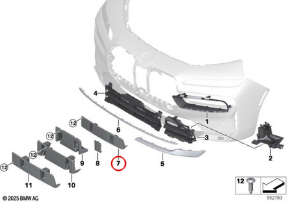 Front registration support OEM 51139464066 for BMW G70. Original BMW.