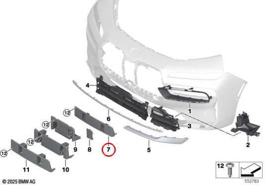 Supporto di registrazione frontale OEM 51139464066 per BMW G70. BMW originale.