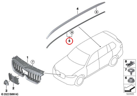 Linkes Dachforming OEM 51139478803 für BMW U11. Original BMW.
