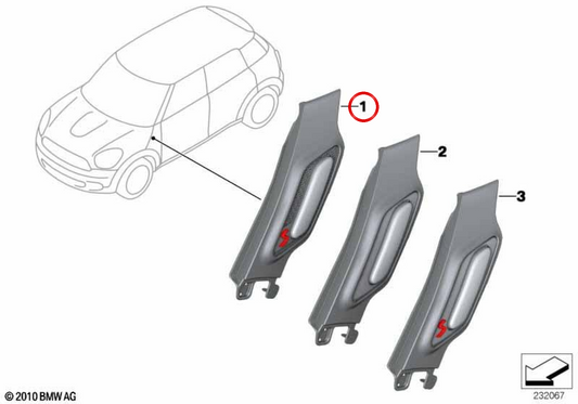 Right side indicator molding OEM 51139804618 for MINI Countryman R60, Paceman R61. Original MINI.
