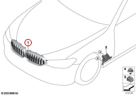 OEM 51139853638 frontal grill for BMW G32. Original BMW.