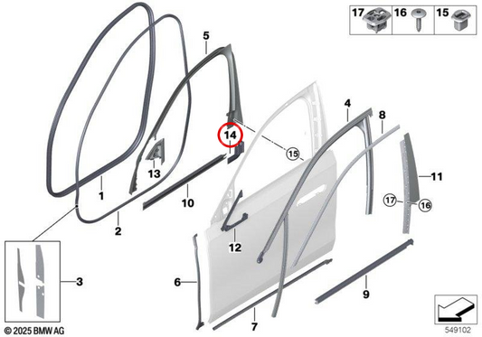 Pilar B Schließgelenk OEM 5113983214 für BMW G70. Original BMW.