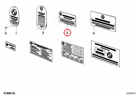 Piastra di identificazione OEM 51141233662 per BMW R50, R60 e R69S. BMW originale.
