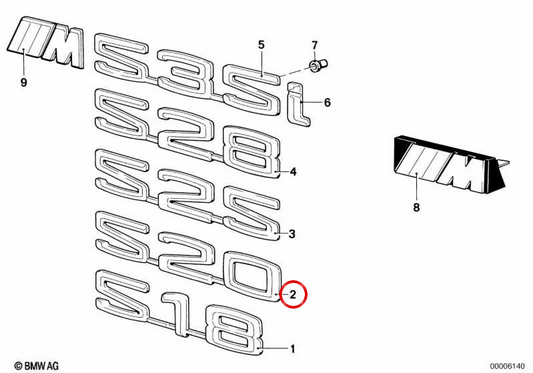 Emblème arrière OEM 51141869974 pour BMW E12. BMW d'origine.