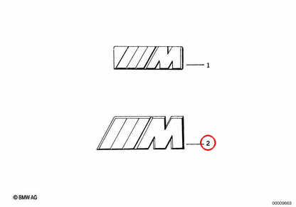 Emblema traseiro da letra "M" OEM 51141917739 para BMW E21, E30, E12, E28, E34, E24, E32, E38, E31. BMW genuíno.