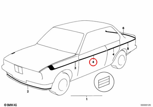 OEM 511932215 BRIPE DÉCORATIVE PORTE gauche pour BMW E30. BMW d'origine.
