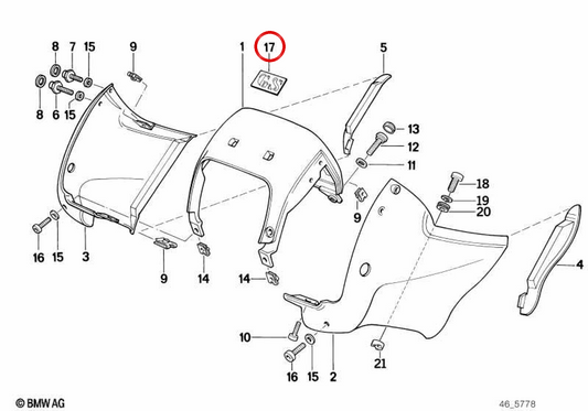 Etichetta adesiva OEM 51142315255 per BMW E30. BMW originale.
