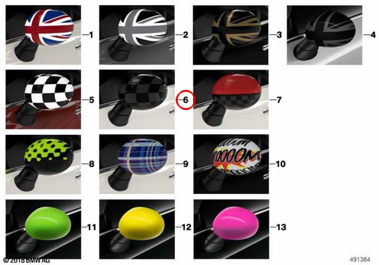 Tampa do espelho retrovisor direito OEM 51142348088 para MINI F56, F55, Clubman F54, Cabrio F57, Countryman F60... e muito mais. MINI originais.