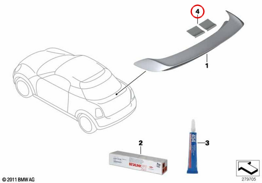 Juego de tiras decorativas portón trasero OEM 51142759661 para MINI R56, R58. Original MINI.