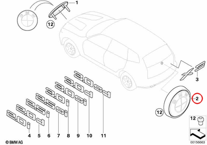 Emblema posteriore OEM 51143401005 per BMW X3 E83 ed E83 LCI (2003–2010). BMW originale.