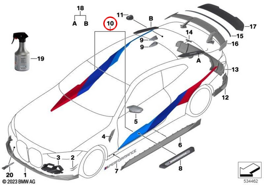 Vinilos adhesivos M Performance Motorsport OEM 51145A14379 para BMW G82. Original BMW.