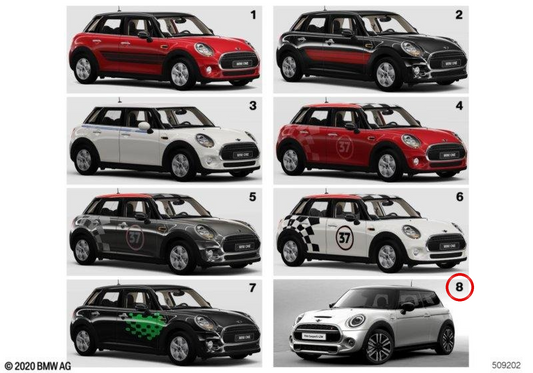 Bande latérale noire piano OEM 51145A18106 pour MINI F56, F56 BEV, F56 LCI, F57 Cabrio... et plus encore. MINI d'origine.