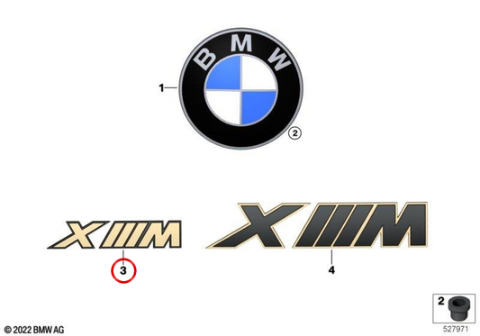 Emblema lateral "Schriftzug" OEM 51145A2F328 para BMW G09. BMW genuíno.