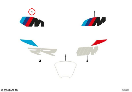 Décoration de réservoir de carburant gauche OEM 51145A640E7 pour motos BMW S 1000 R, M 1000 RR. BMW Motorrad d'origine.