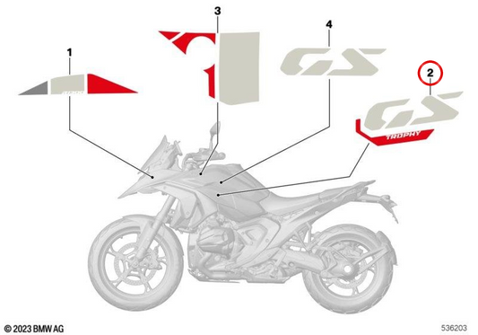 Cubierta decorativa silenciador de aspiración izquierda OEM 51145A6F855 para motos BMW R 1300 GS (K81). Original BMW Motorrad.