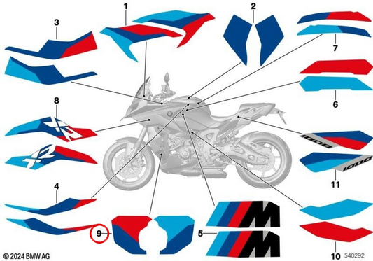 OEM 51145A82B41 DÉCORATION DE L'INSTALLATION AFFETTRE POUR BMW Motorrad M 1000 XR. BMW original Motorrad.
