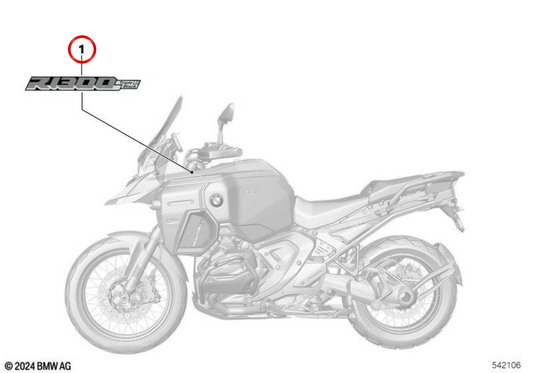 Décoration latérale gauche Triple Black OEM 51145A9DC45 pour BMW Motorrad R 1200 GS Adventure et R 1300 GS Adventure. BMW Motorrad d'origine.
