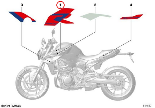 Linke Seitenverkleidung OEM 51145B47739 für BMW Motorrad F 900 R (K83) und F 900 R A2 25. Original BMW Motorrad.
