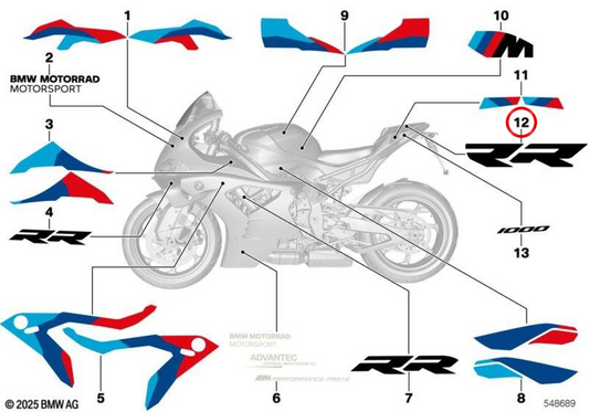 Tampa superior decorativa OEM 51145B486A7 para BMW Motorrad M 1000 RR (K66). Originais BMW Motorrad.