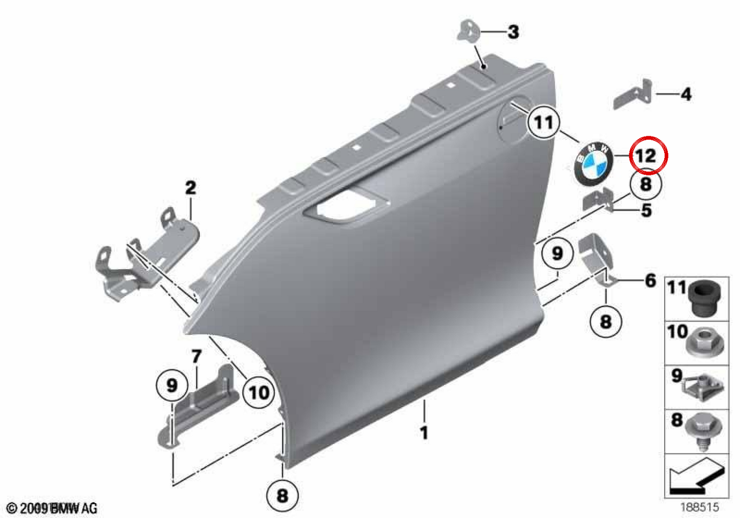 Piastra anteriore 70 mm OEM 51147044207 per BMW Z4 E85, E86, E89. BMW originale.