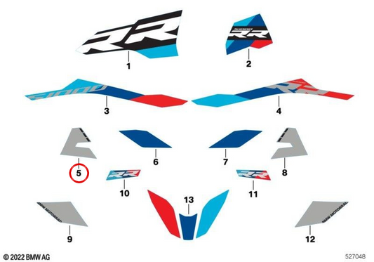 Decoração do canal de ar superior esquerdo OEM 51147108863 para BMW Motorrad S 1000 RR (K67). Originais BMW Motorrad.