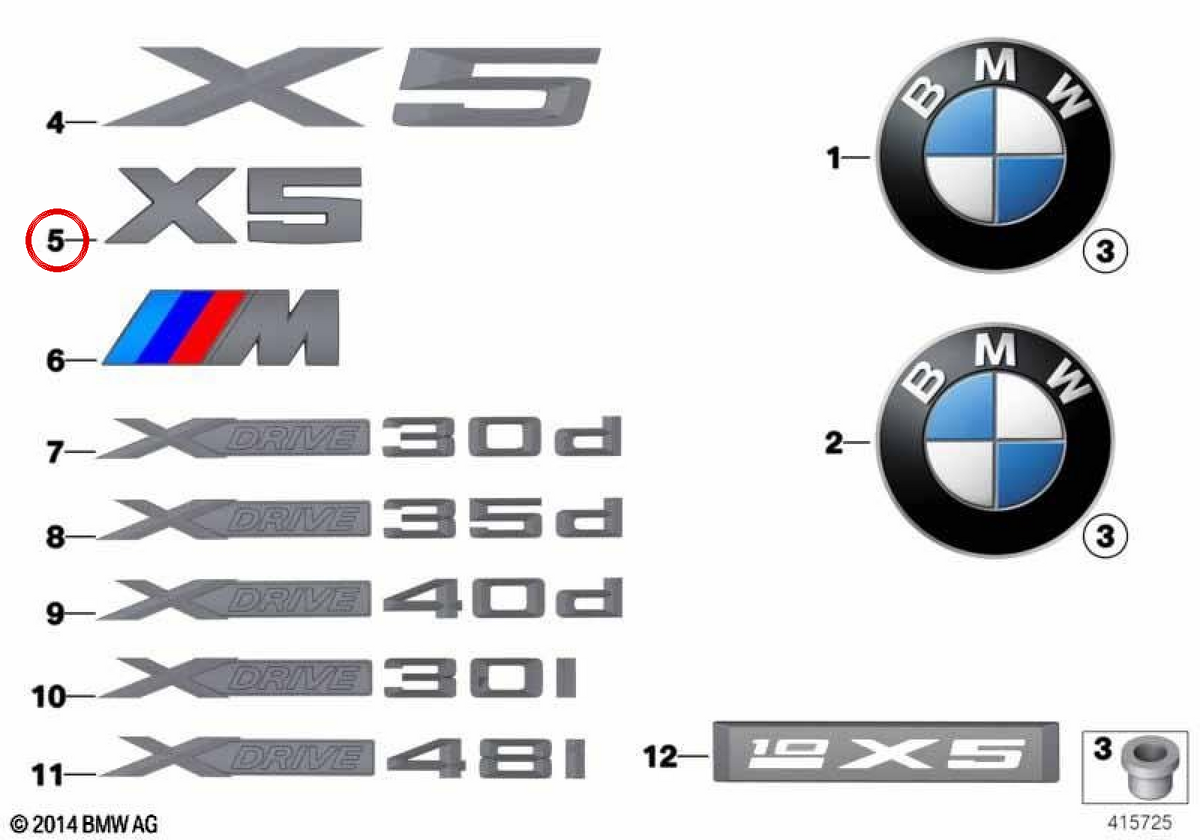 Emblem "x6" OEM 51147206121 for BMW E71, E72. Original BMW.