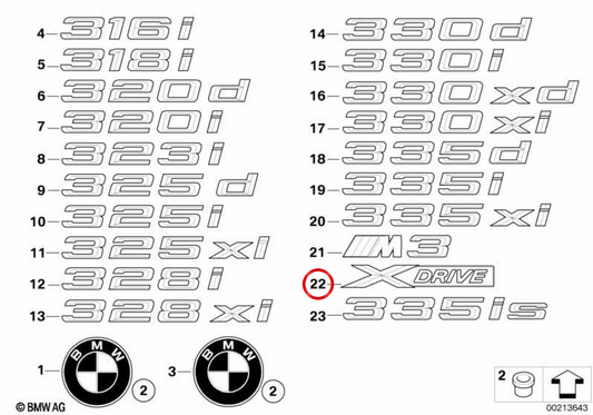 Emblema "Schriftzug" ha lasciato OEM laterale 51147362483 per BMW E92. BMW originale.