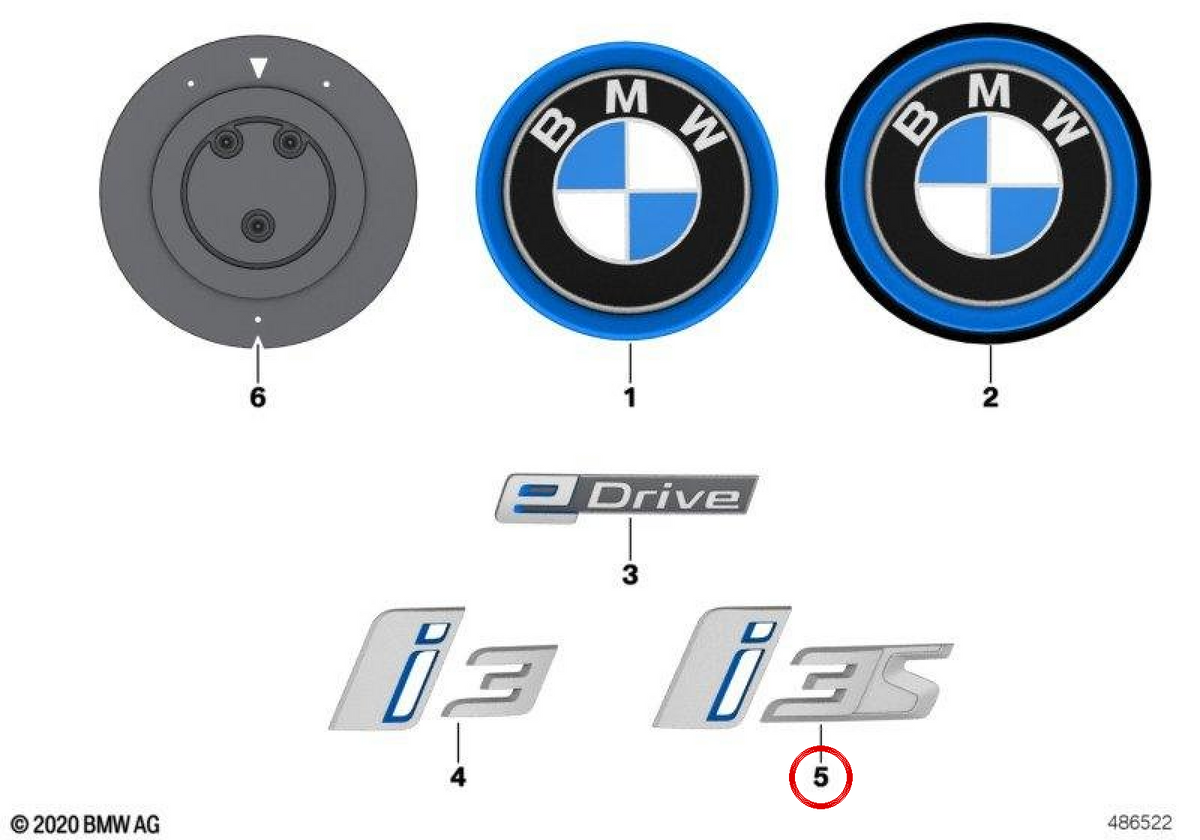 Emblem "I" für BMW i3 (I01). Original BMW.