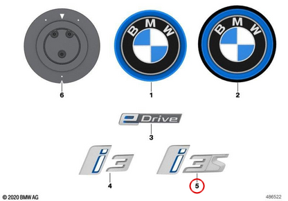 Emblem "I" für BMW i3 (I01). Original BMW.