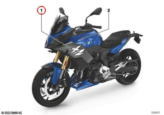 Garniture de radiateur gauche OEM 51147914757 pour motos BMW F 900 XR. BMW Motorrad d'origine.