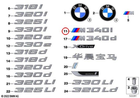 Emblem "xDrive" OEM 51148079594 für BMW G20, G21. Original BMW.