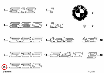 OEM Front Emblem 51148148829 for BMW E34, E39. Genuine BMW.