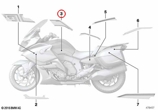 Beschriftung Tankdeckel unten rechts OEM 51148396686 für BMW K 1600 GT, K 1600 GTL Motorräder. Original BMW Motorrad.