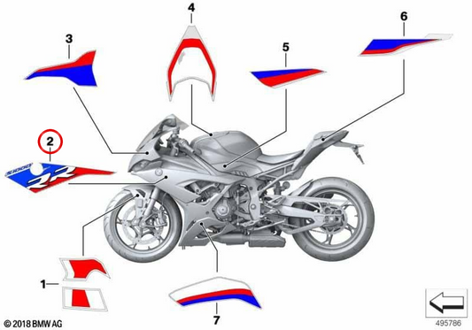Letras de acabamento do lado direito OEM 51148406636 para BMW Motorrad S 1000 RR (K67). Originais BMW Motorrad.