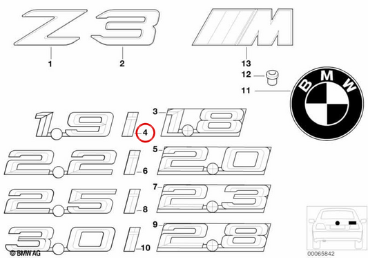 Emblema delantero capó OEM 51148413707 para BMW E36 y Z3. Original BMW.