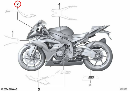 Decoração direita OEM 51148524606 para BMW Motorrad HP4 K42 (09/2011-07/2014). Originais BMW Motorrad.