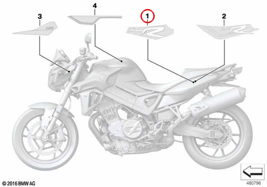 Scritta F800R destra OEM 51148525068 per BMW Motorrad F800R (K73). BMW Motorrad originale.