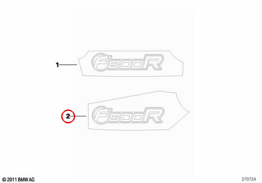Inscripción 'F800R' derecha OEM 51148543920 para motos BMW F800R (K73). Original BMW Motorrad.