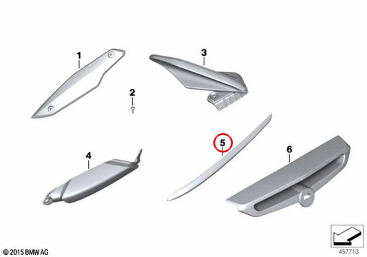 Linke Chromleiste OEM 51148545123 für BMW Motorradkoffer K52 (R 1200 RT, R 1250 RT), K48 (K 1600 GT, K 1600 GTL). Original BMW Motorrad.