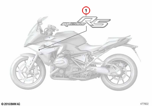 Inscripción derecha OEM 51148545360 para motos BMW R 1200 RS, R 1250 RS. Original BMW Motorrad.