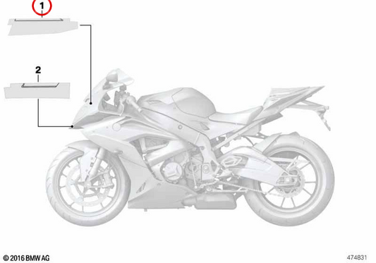 Left upper trim OEM 51148567789 for BMW S 1000 RR (K46) motorcycles. Original BMW Motorrad.