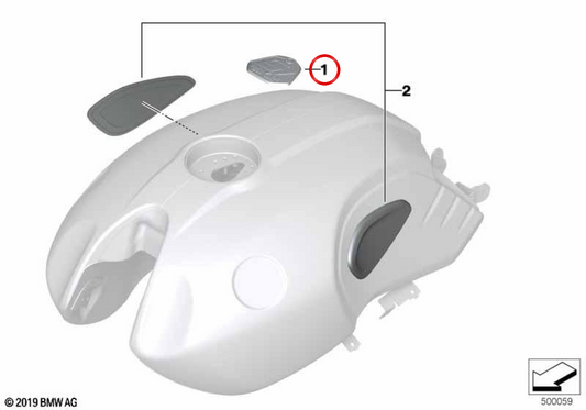 Insignia edizione anniversario Opzione 719 argentata per serbatoio OEM 51149443680 per moto BMW R nineT Pure K22 (2015-2020). Originale BMW Motorrad
