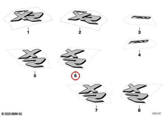 Garniture de radiateur droite OEM 51149443912 pour motos BMW F 900 XR, F 900 XR A2. BMW Motorrad d'origine.