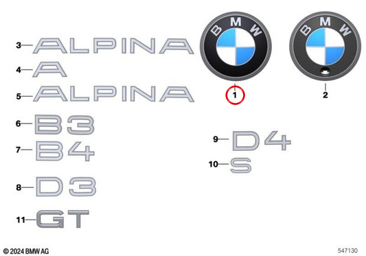 Emblema M Performance OEM 51149498988 per BMW G42, G22, G23, G26. BMW originale.