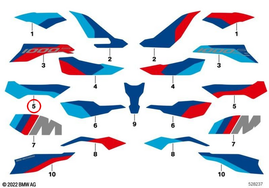 Décoration de couvercle de silencieux d'admission droit OEM 51149830086 pour motos BMW M 1000 RR (K66), M 1000 R (KM3). BMW Motorrad d'origine.