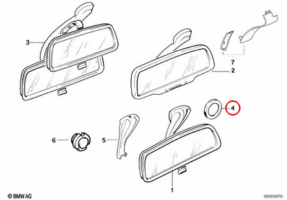 INTERIOR REGROVISOR BASE OM 51161954117 FOR BMW E30, E36, E46, E90, E91, E92, E93, E34, E39, E63, E64, E32, E38, E65, E66, E83, E53, Z1, Z3, E85, E89, E89, E89, E89, E89, E89, E89, E89, E89, E89, E89, E89 E52. Original BMW.