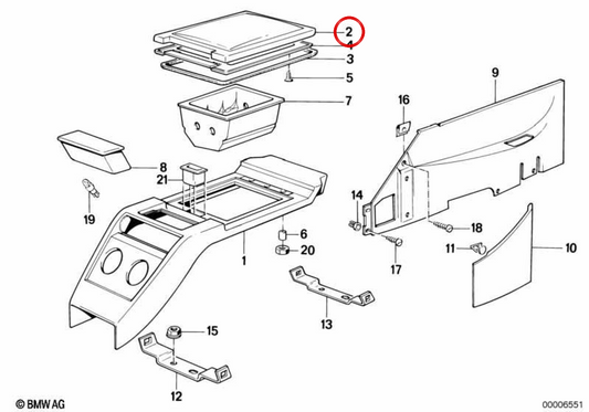 OEM 51161965677 PLIGE DE COMPARTIMENT HOLDER POUR BMW E24. BMW d'origine.